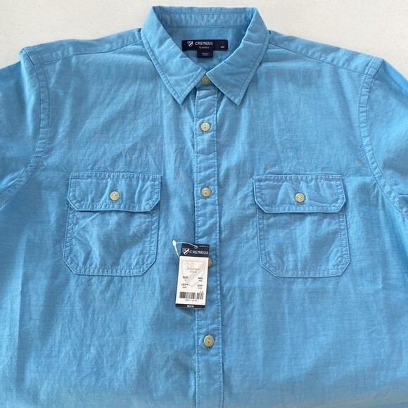 Daniel Cremieux Classics Blue Button Up Shirt Short Sleeve Cotton Chest Pocket - Picture 16 of 16